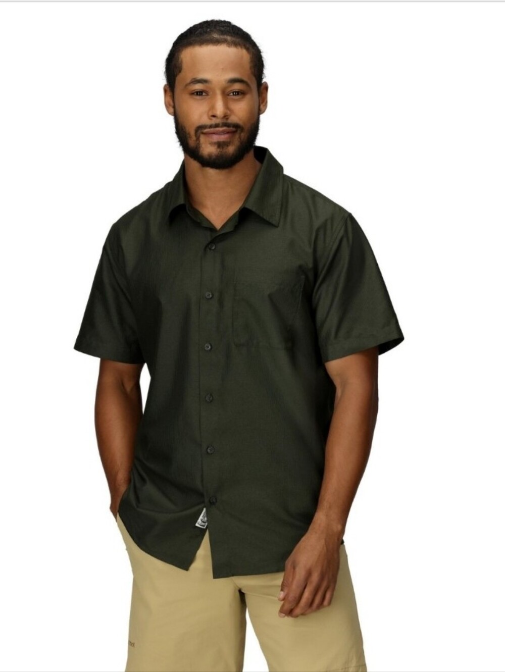 Marmot Men's AirExchange Perforated Short-Sleeve Shirt in Rosin Green Nwt